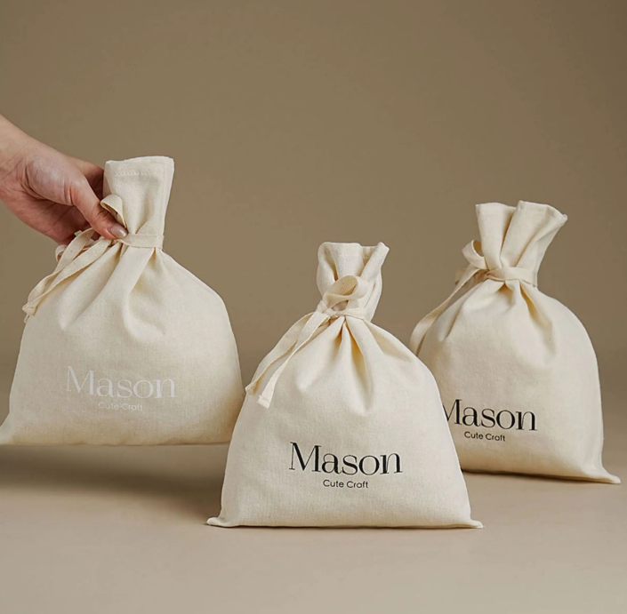ถุงผ้าฝ้ายมีเชือกรูดแบบสั่งทำพ - Luxury Skincare Logo บทวิจารณ์และราคา